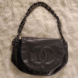 Chanel Half Moon Flap (Black Lambskin)